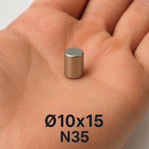 Ø10X15 mm N35 Neodyum Silindirik Mıknatıs (Çap 10 mm x Kalınlık 15 mm)