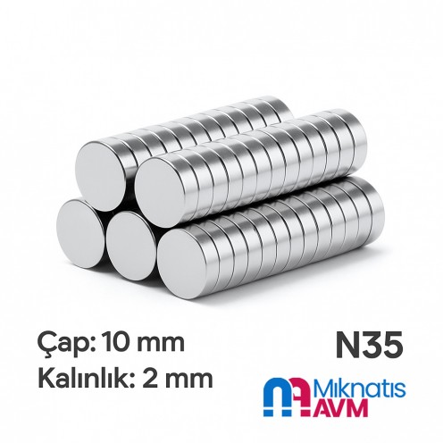 Ø10x2 mm Neodyum Mıknatıs