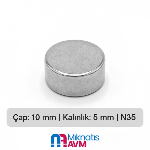 Ø10x5 mm - Neodyum Mıknatıs Ø10x5 mm - Neodyum Mıknatıs