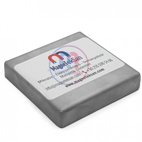 110x110x20 mm Paslanmaz Kaplı Ferrit Blok Mıknatıs | Kare Tip Güçlü Manyetik Ayırıcı