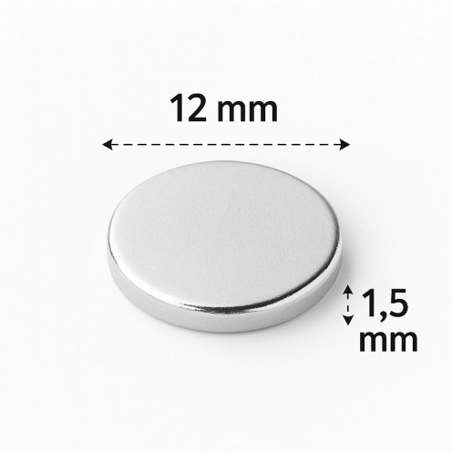 Ø12X1,5 mm N35 Neodyum Mıknatıs (Çap 12 mm x Kalınlık 1,5 mm)