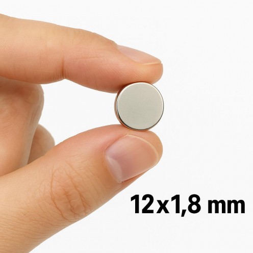 Ø12X1,8 mm N35 Neodyum Mıknatıs (Çap 12 mm x Kalınlık 1,8 mm)