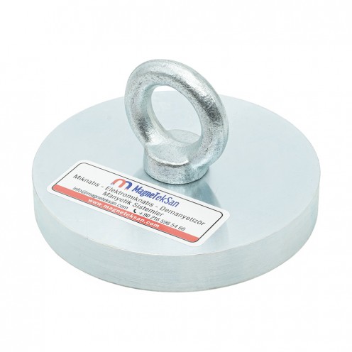 Ø130 mm Kancalı Pot Mıknatıs - 700 kg Güç - Dev Balıkçı Mıknatısı