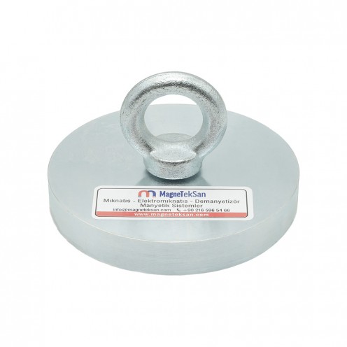 Ø130 mm Kancalı Pot Mıknatıs - 700 kg Güç - Dev Balıkçı Mıknatısı