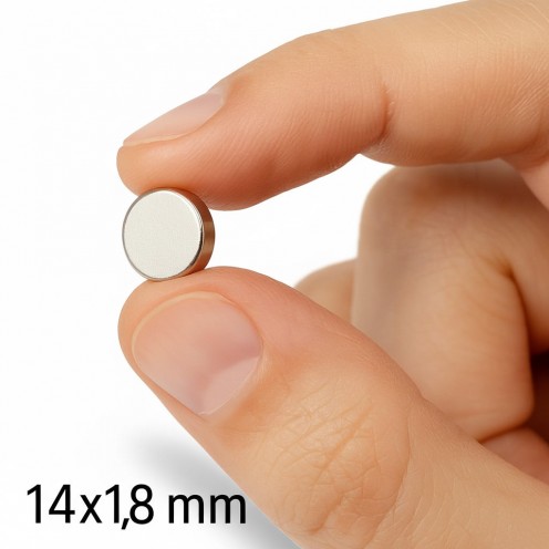 Ø14X1,8 mm N35 Neodyum Mıknatıs (Çap 14 mm x Kalınlık 1,8 mm)