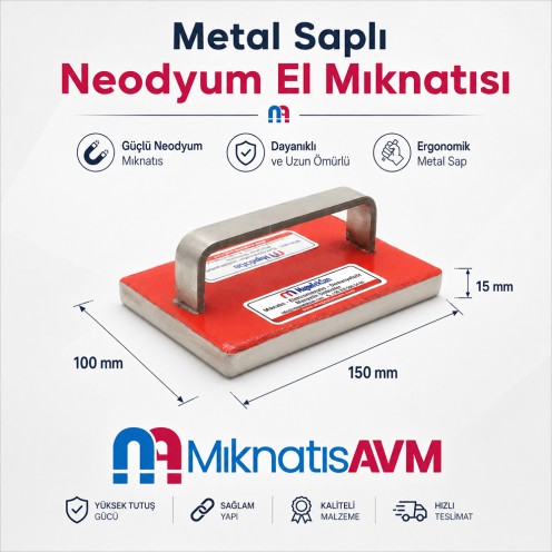 150x100x15 mm Metal Saplı Neodyum Hurdacı Mıknatısı