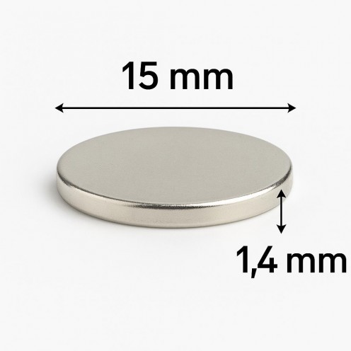 Ø15X1,4 mm N35 Neodyum Mıknatıs (Çap 15 mm x Kalınlık 1,4 mm)