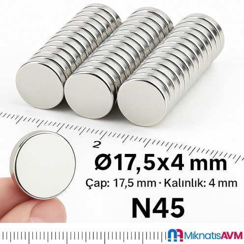 17,5x4 mm N45 Neodymium Magnet Nickel