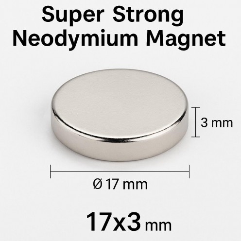 Ø17X3 mm N35 Neodyum Mıknatıs (Çap 17 mm x Kalınlık 3 mm)