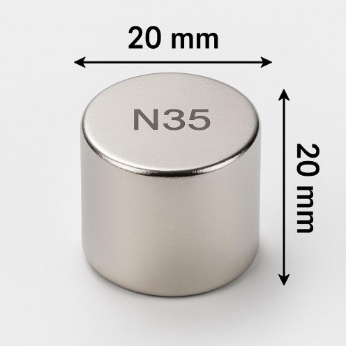 Ø20X20 mm N35 Neodyum Silindirik Mıknatıs (Çap 20 mm x Kalınlık 20 mm)