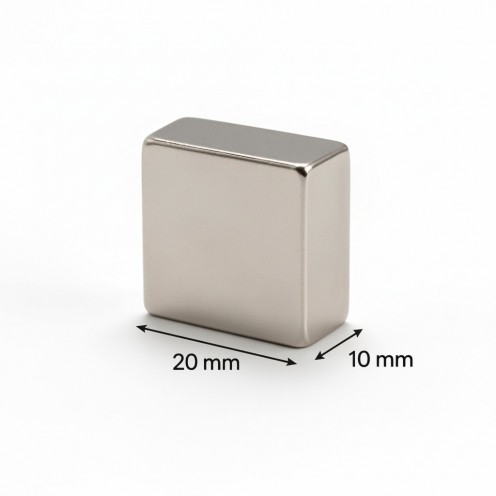 20x20x10 mm N35 Neodyum Mıknatıs (En 20 mm x Boy 20 mm x Kalınlık 10 mm)