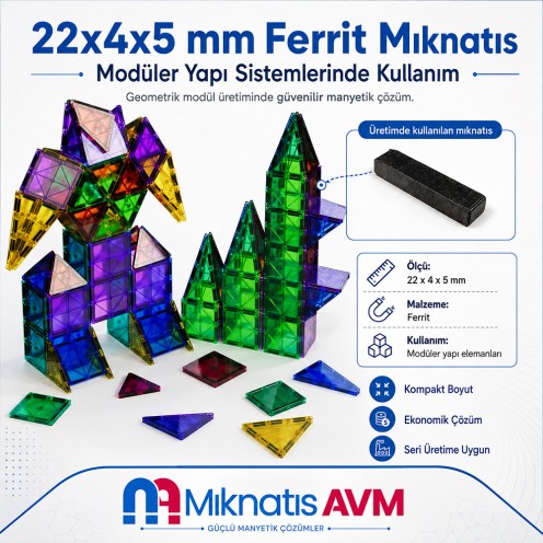 22x4x5 mm Y35 Ferrit Mıknatıs - 3 Boyutlu Yazıcı, Buzdolabı Magneti, Hediyelik Eşya