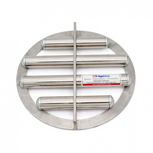 Ø250 mm 4 Çubuklu Neodyum Elek Mıknatıs - Plastik Hammadde Çapak İçin