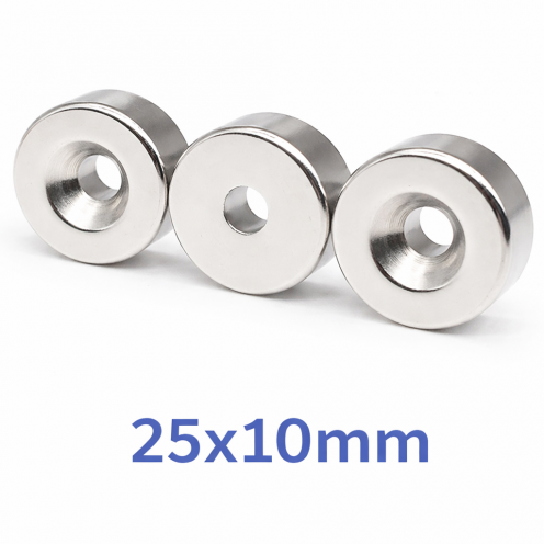 Ø25x10/5,5x10mm Havşa Delikli Neodyum Mıknatıs