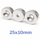 Ø25x10/5,5x10mm Havşa Delikli Neodyum Mıknatıs
