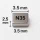 Ø3,5x3,5x2,5 mm N35 Neodyum Mıknatıs (En 3,5 mm x Boy 3,5 mm x Kalınlık 2,5 mm)