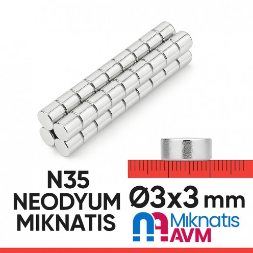 Ø3x3 mm Neodyum Mıknatıs