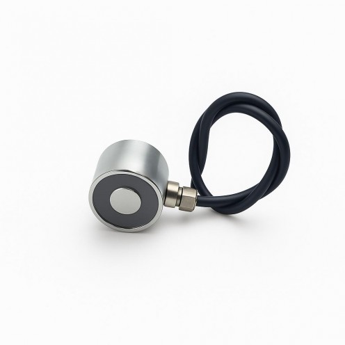 Ø40×40 mm 24V Elektromıknatıs – M6 Bağlantılı, Yandan Kablo Çıkışlı, %50 Çalışma, Güçlü Manyetik Tutma ve Endüstriyel Kullanım Tipi