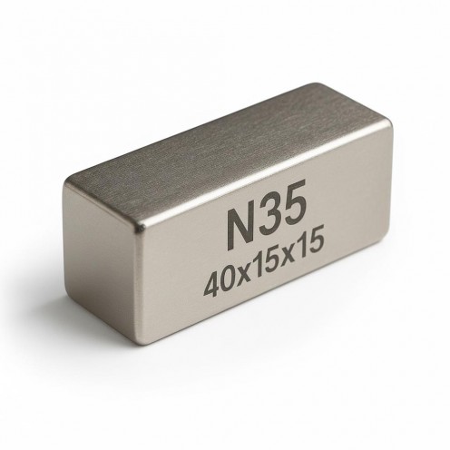 40x15x15 mm N35 Neodyum Magnet (Width 40 mm x Length 15 mm x Thickness 15 mm)