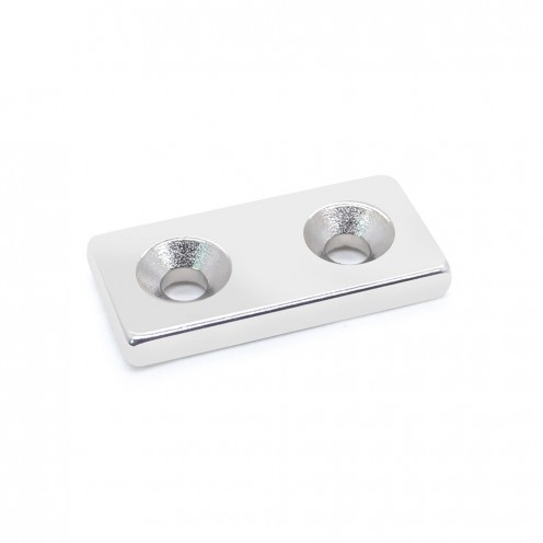 40x15x5 mm (10,5x5) x2 Dikdörtgen Havşalı Neodyum Mıknatıs