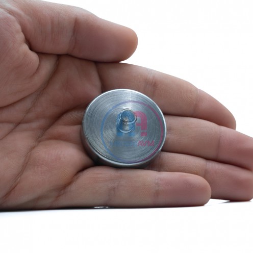 40x8 mm M8x10 mm Male Threaded Neodymium Pot Magnet – Compact Power, N35 Performance