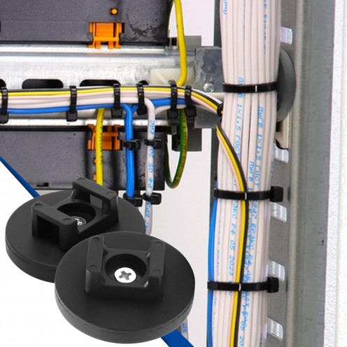 Ø43mm Kauçuk Pot Mıknatıs M6 - Siyah Vidalı Kroşe Bağlantılı