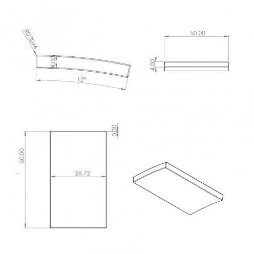 50x28.7x4 mm N50 Neodyum Ark Mıknatıs (Dış Kutup N) 50x28.7x4 mm N50 Neodyum Ark Mıknatıs (Dış Kutup N)