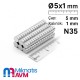 Ø5x1 mm Neodyum Yuvarlak Disk Magnet Ø5x1 mm Neodyum Yuvarlak Disk Magnet