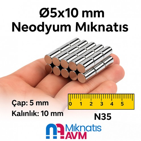 5x10 mm Neodymium Cylindrical Magnet
