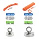 Orange Rope with Carabiner – Compatible with Fishing Magnets (Ø48–Ø70 mm) Orange Rope with Carabiner – Compatible with Fishing Magnets (Ø48–Ø70 mm)