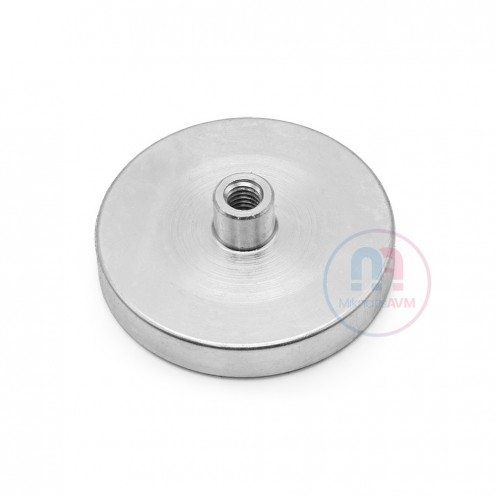 Ø60 mm Dişi Bağlantılı - İçten Dişli Pot Mıknatıs - 100 kg Çekim Gücü - Özel Üretim