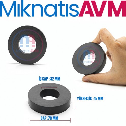 Ø70x32x15 mm Ferrite Magnet