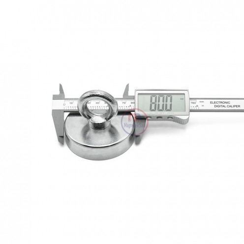 Ø80 mm Fishing Magnet - Rescue Magnet with Hook - Neodymium Marine Magnet - Ring Magnet - Carabiner - 25 Meter 6mm Phosphorescent Rope Set 