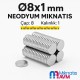 Ø8x1 mm Neodyum Mıknatıs Ø8x1 mm Neodyum Mıknatıs