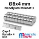 Ø8x4 mm Neodyum Mıknatıs (Çap 8 mm, Kalınlık 4 mm) Neodyum Mıknatıs D 8x4 mm Hobi Mıknatısı - 8 mm Çap x 4 mm Kalınlık