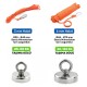 Ø90 mm Neodymium Fishing Magnet – 200 kg Pull Force – Saltwater Resistant Magnet + 25 m Rope + Carabiner Hook + Gloves Set