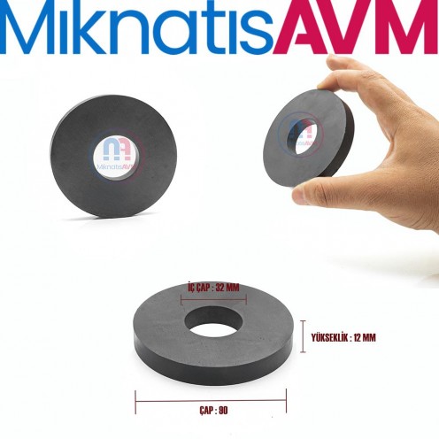 Ø90x32x12 mm Ferrite Magnet Ø90x32x12 mm Ferrite Magnet