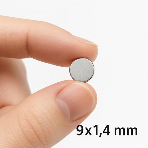 Ø9x1,4 mm N35 Neodyum Mıknatıs (Çap 9 mm x Kalınlık 1,4 mm)