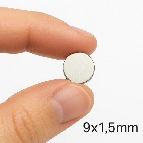 Ø9x1,5 mm N35 Neodyum Mıknatıs (Çap 9 mm x Kalınlık 1,5 mm)