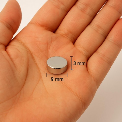 Ø9x3 mm N35 Neodyum Mıknatıs (Çap 9 mm x Kalınlık 3 mm)