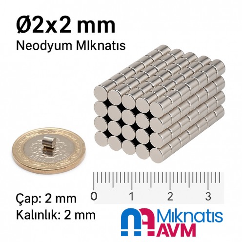 Diameter 2 mm x Thickness 2 mm Neodymium Magnet