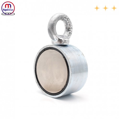 Çift Taraflı (Double Sided) Pot Mıknatıs Ø70 mm Fishing Magnet - 360° Çekim Gücü - 150-200 kg - Deniz Mıknatısı