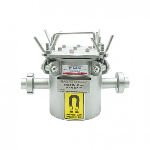 DN32 Ay Anahtarlı Neodyum Filtre Mıknatıs – Sıvı Hatlarında Metal Tutucu - Ø25x190 mm Mıknatıslı