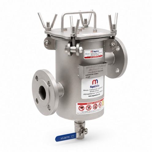 Meyve Püresi Hattı İçin DN40 Giriş Çıkışlı 5 Barlı Neodyum Filtre Mıknatıs
