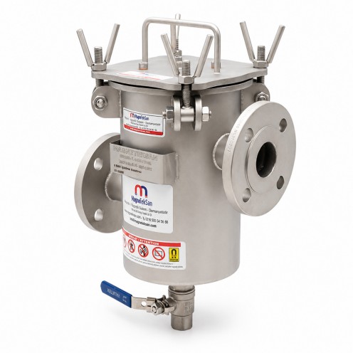 Meyve Püresi Hattı İçin DN40 Giriş Çıkışlı 5 Barlı Neodyum Filtre Mıknatıs