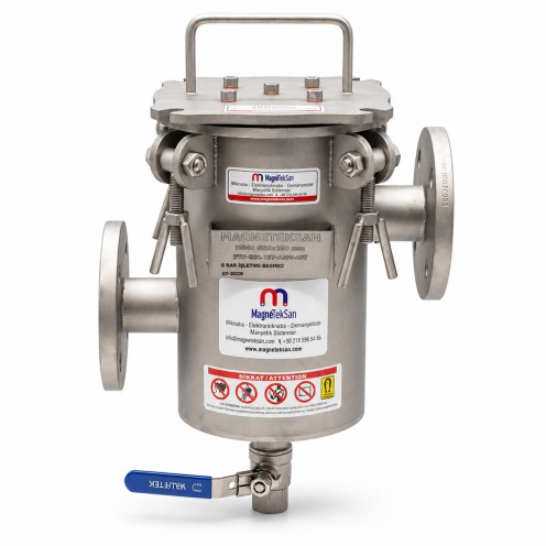 Meyve Püresi Hattı İçin DN40 Giriş Çıkışlı 5 Barlı Neodyum Filtre Mıknatıs