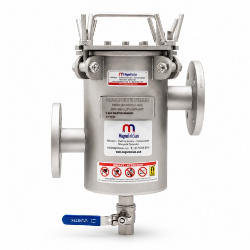 Meyve Püresi Hattı İçin DN40 Giriş Çıkışlı 5 Barlı Neodyum Filtre Mıknatıs