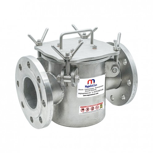 DN80 Flanşlı 4 Çubuklu 10000 Gauss Neodyum Filtre Mıknatıs – Ø32x190 mm Sıvı Hat İçin