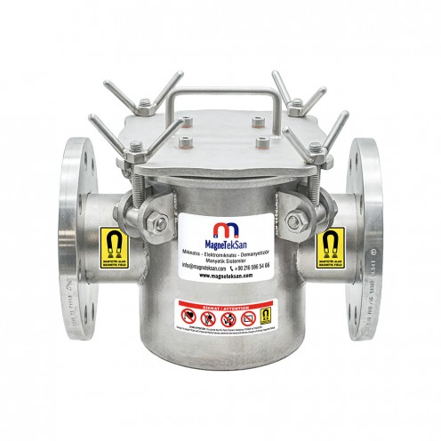 DN80 Flanşlı 4 Çubuklu 10000 Gauss Neodyum Filtre Mıknatıs – Ø32x190 mm Sıvı Hat İçin