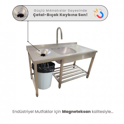 Industrial Kitchen & Canteen Magnetic Holder – Catches Forks and Knives Dropped into the Trash Bin